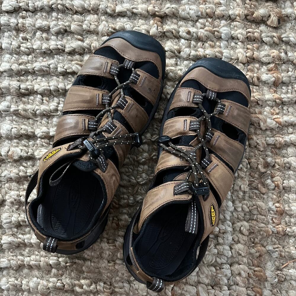 KEEN Newport Leather Sandals Mens 10 Brown Waterproof Hiking Water Shoes - Picture 2 of 15